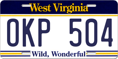 WV license plate OKP504