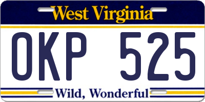 WV license plate OKP525