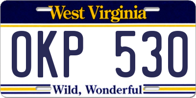 WV license plate OKP530