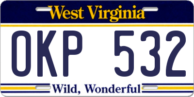 WV license plate OKP532
