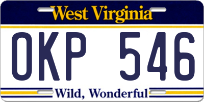 WV license plate OKP546