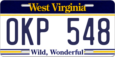 WV license plate OKP548