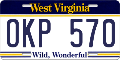 WV license plate OKP570