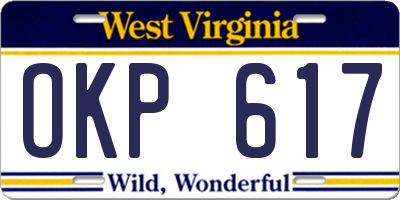 WV license plate OKP617