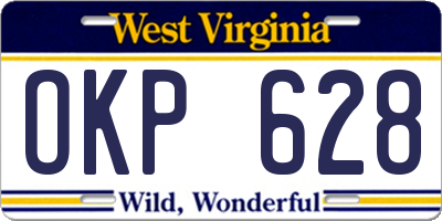 WV license plate OKP628