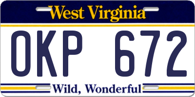 WV license plate OKP672