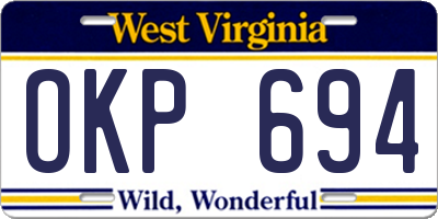 WV license plate OKP694
