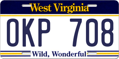 WV license plate OKP708