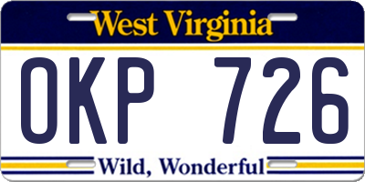 WV license plate OKP726