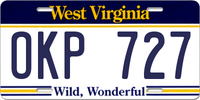WV license plate OKP727