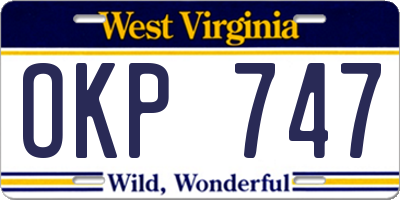 WV license plate OKP747