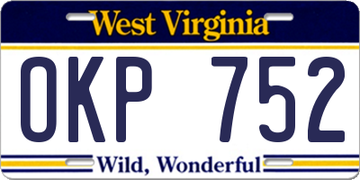 WV license plate OKP752
