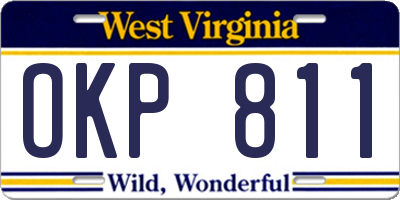 WV license plate OKP811