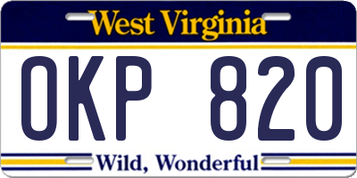 WV license plate OKP820