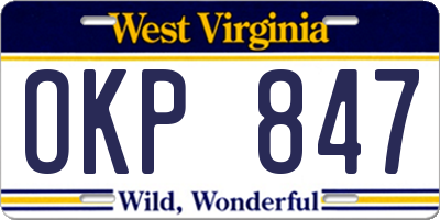 WV license plate OKP847