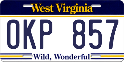 WV license plate OKP857