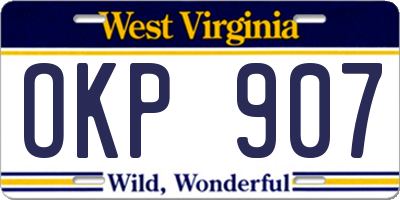 WV license plate OKP907