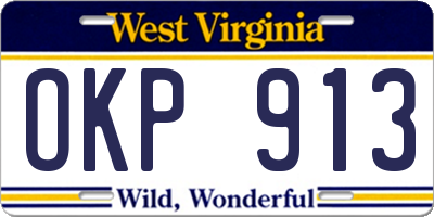 WV license plate OKP913