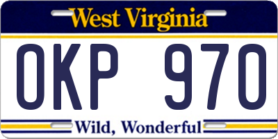 WV license plate OKP970