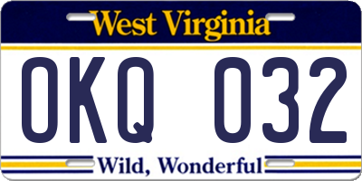 WV license plate OKQ032