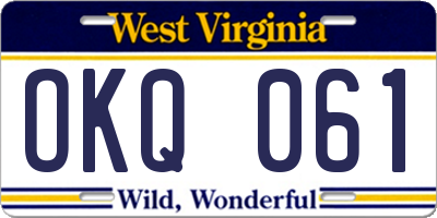 WV license plate OKQ061