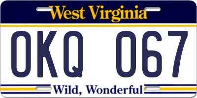 WV license plate OKQ067