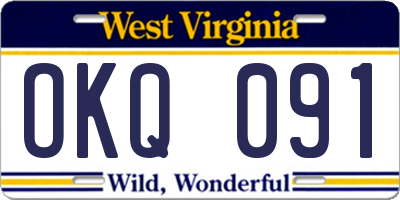 WV license plate OKQ091