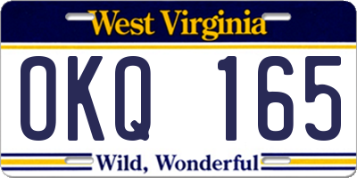 WV license plate OKQ165