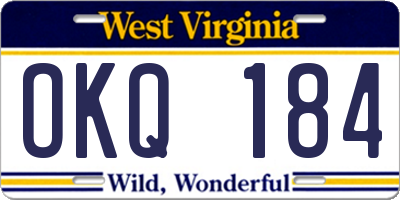 WV license plate OKQ184