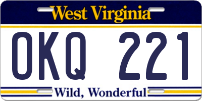 WV license plate OKQ221