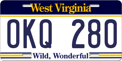 WV license plate OKQ280