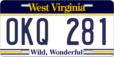 WV license plate OKQ281