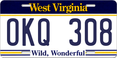WV license plate OKQ308