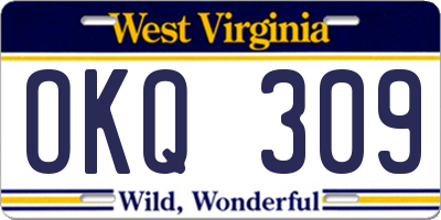 WV license plate OKQ309