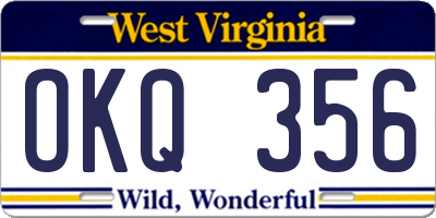 WV license plate OKQ356