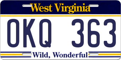 WV license plate OKQ363