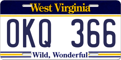 WV license plate OKQ366