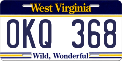 WV license plate OKQ368