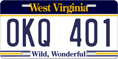 WV license plate OKQ401