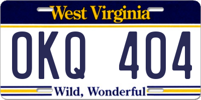 WV license plate OKQ404
