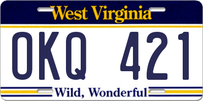 WV license plate OKQ421