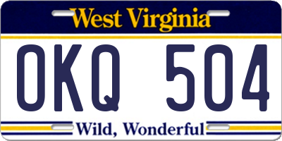WV license plate OKQ504
