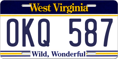 WV license plate OKQ587
