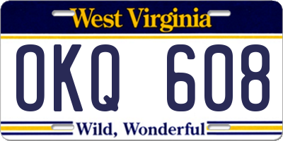 WV license plate OKQ608