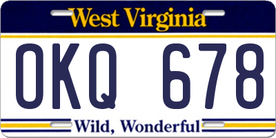 WV license plate OKQ678