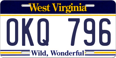 WV license plate OKQ796