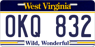WV license plate OKQ832