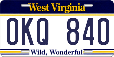 WV license plate OKQ840