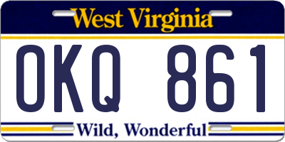 WV license plate OKQ861