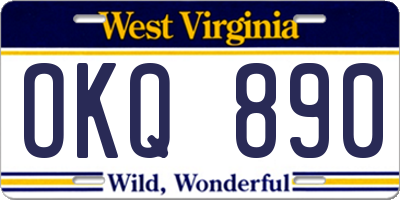 WV license plate OKQ890